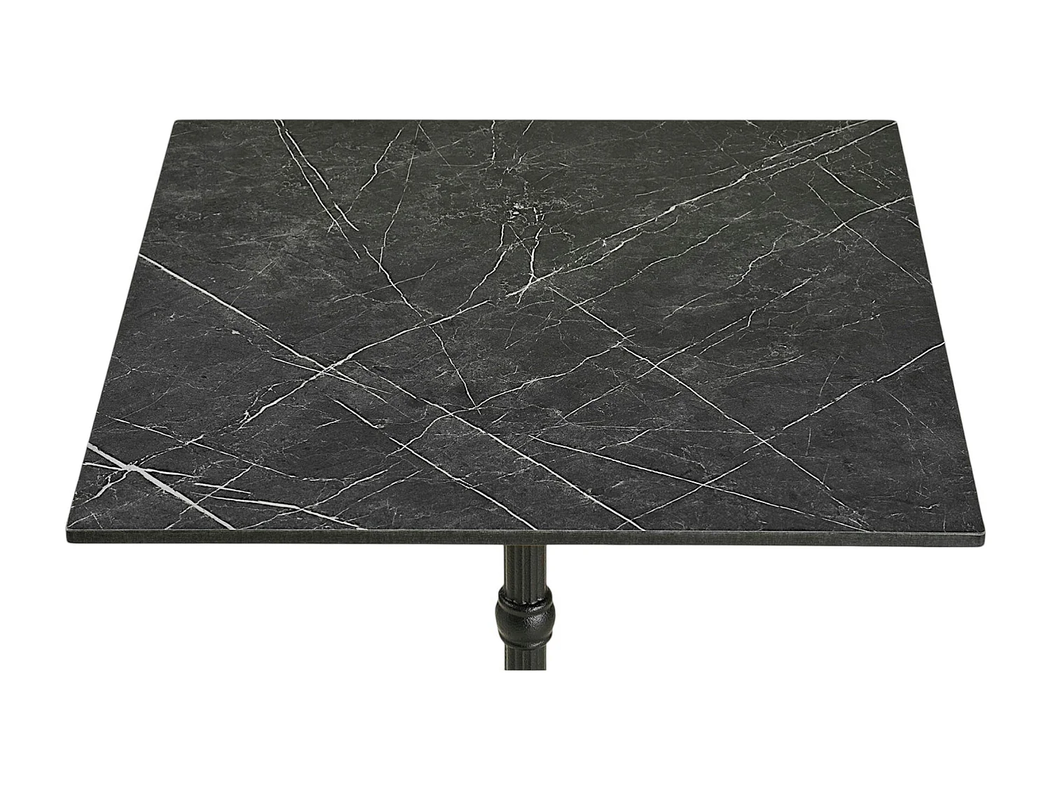 Table bistrot carrée effet marbre gris pied fonte 60 cm TORANO