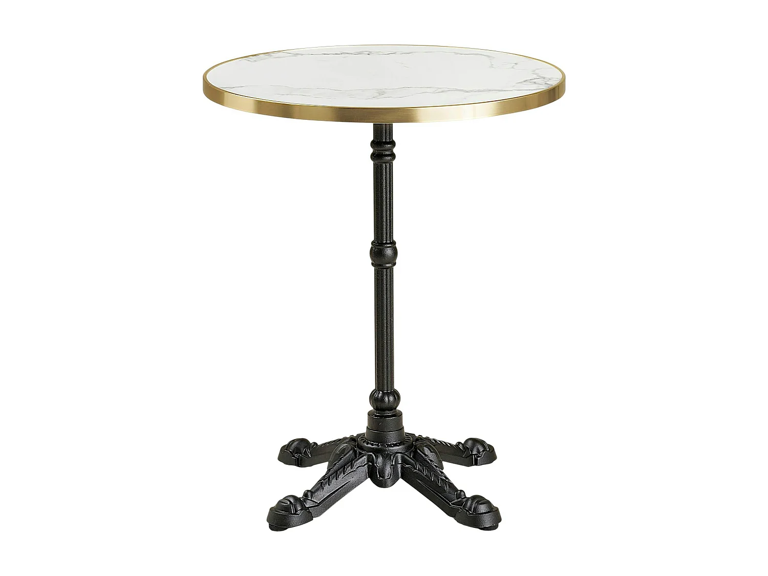 Table bistrot ronde effet marbre blanc pied fonte Ø60 cm TORANO