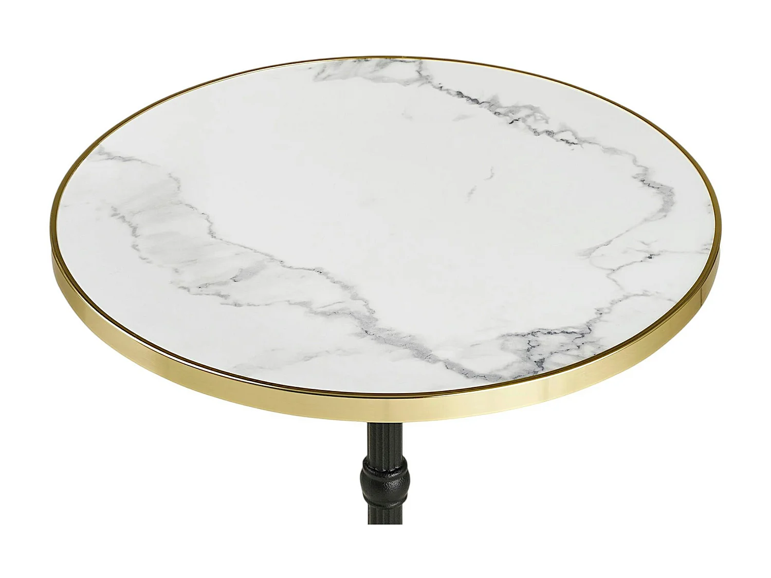 Table bistrot ronde effet marbre blanc pied fonte Ø60 cm TORANO