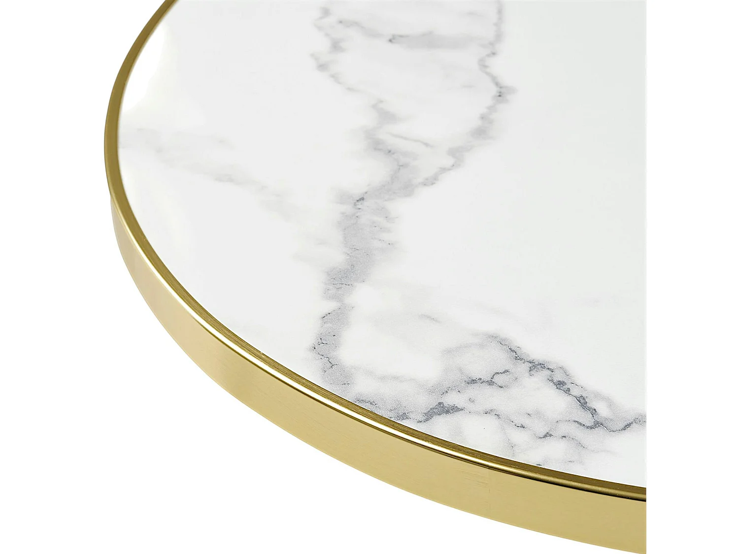 Table bistrot ronde effet marbre blanc pied fonte Ø60 cm TORANO