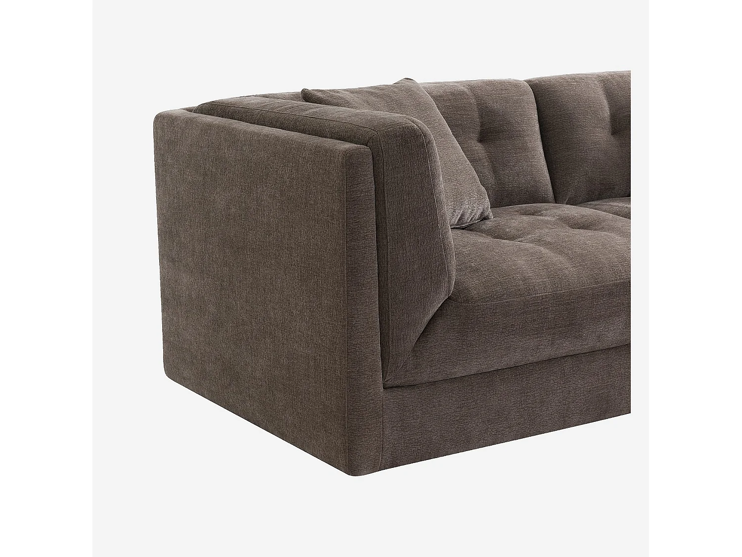 Canapé 3 places capitonné en tissu garni de plumes - Taupe