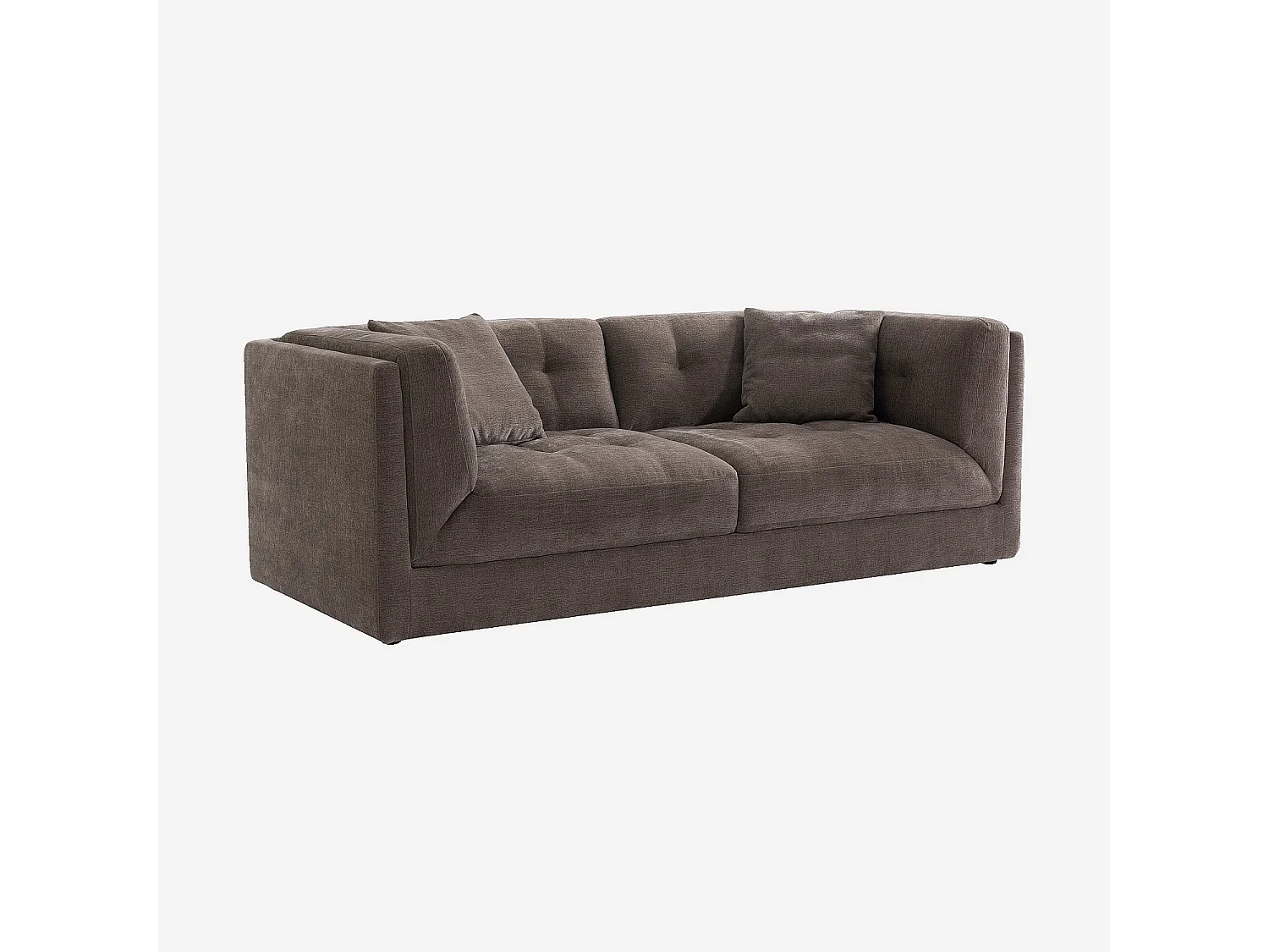 Canapé 3 places capitonné en tissu garni de plumes - Taupe