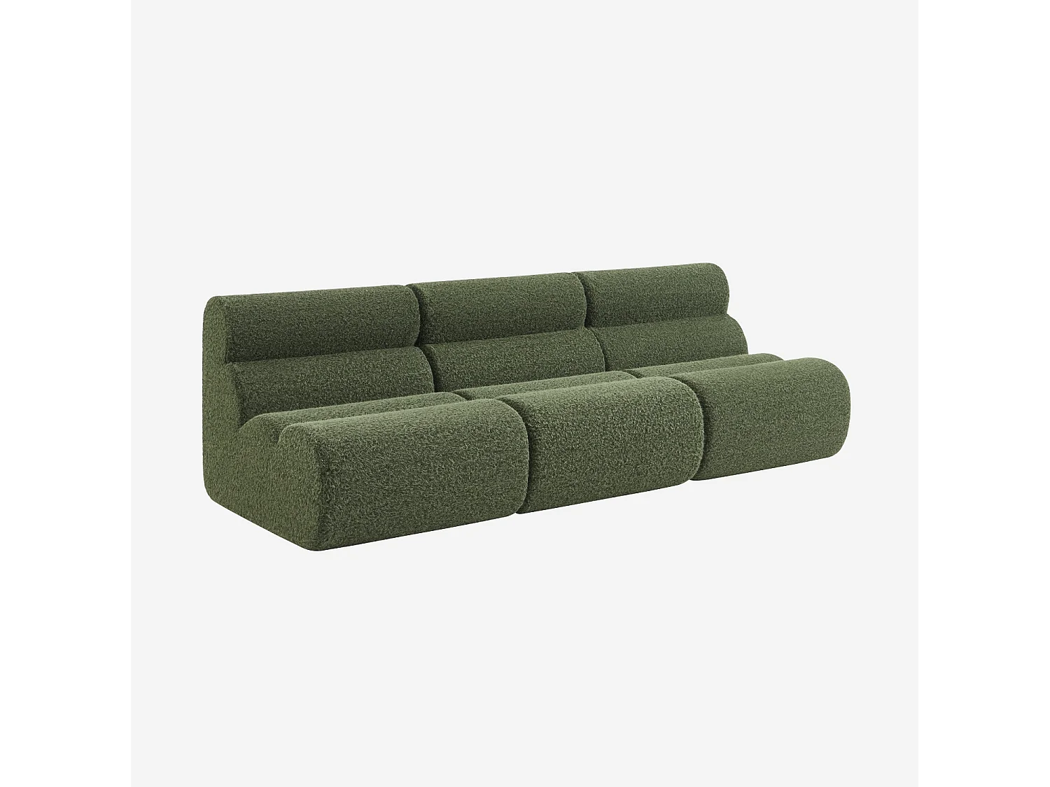 Lot de 3 chauffeuses tissu effet alpaca kaki 1 place - L 81 x P 99 x H 75cm - Nova