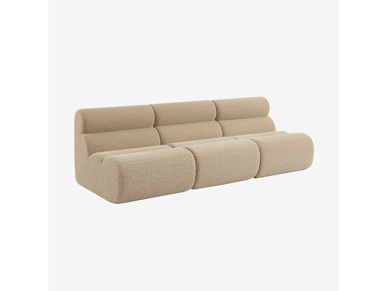 Lot de 3 chauffeuses tissu effet alpaca beige 1 place - L 81 x P 99 x H 75cm - Nova