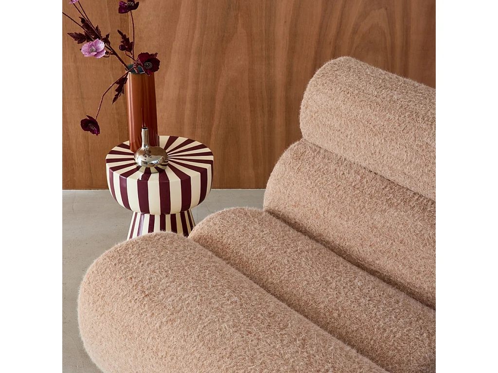 Lot de 3 chauffeuses tissu effet alpaca beige 1 place - L 81 x P 99 x H 75cm - Nova