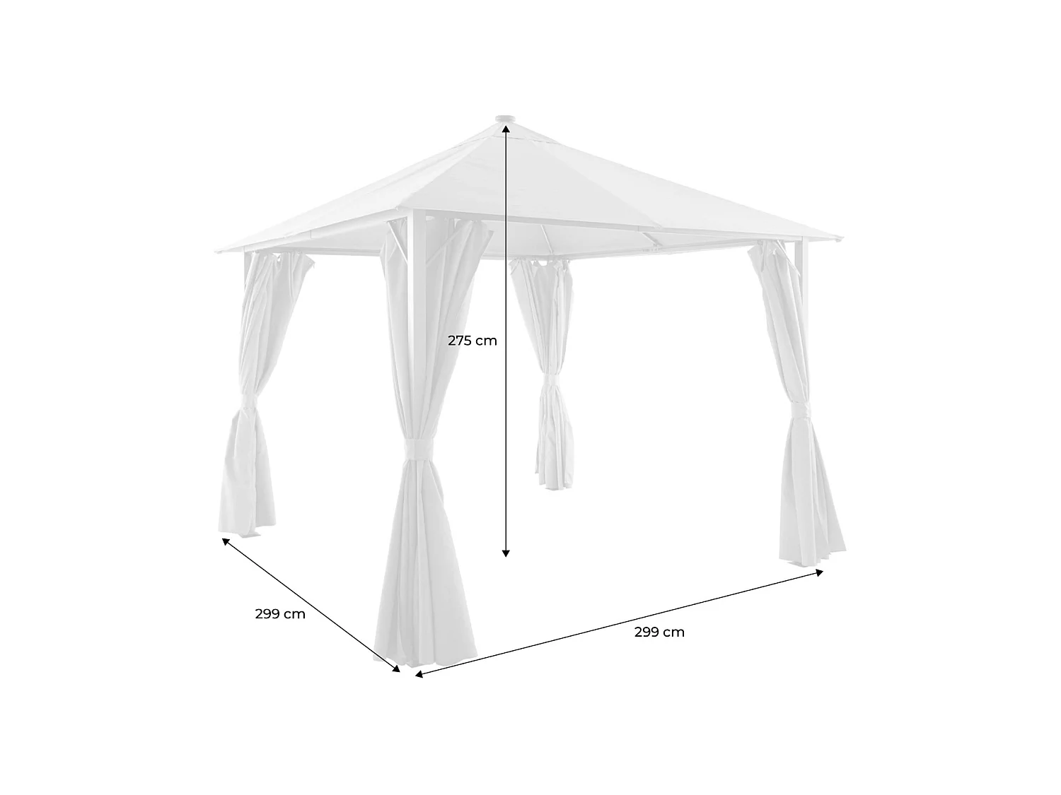 Gazebo de jardín 3x3m de aluminio efecto madera con cortinas y led