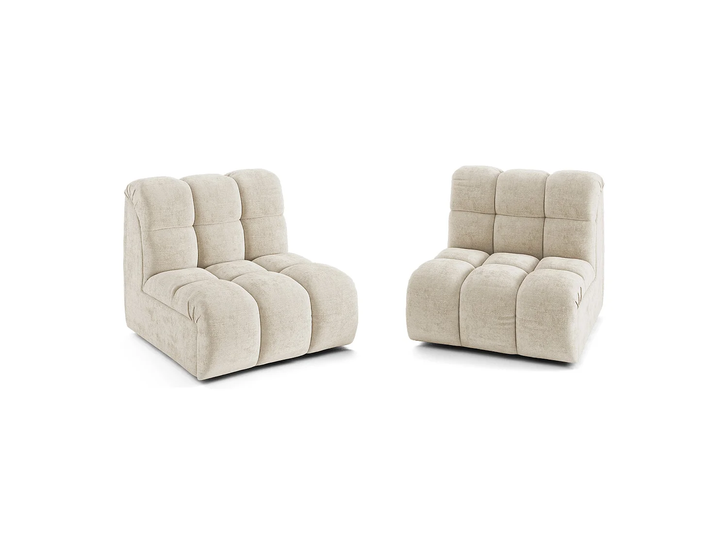 Canapé 2 places SEVEN en Velours gaufré Beige