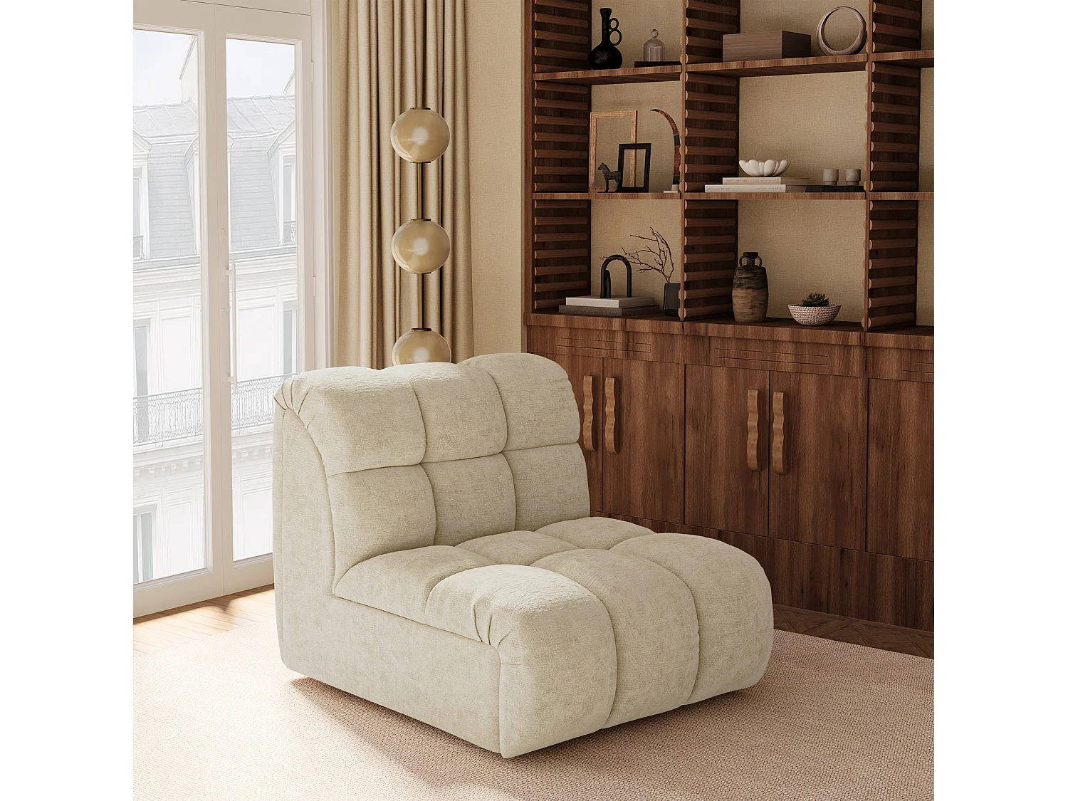 Canapé 2 places SEVEN en Velours gaufré Beige