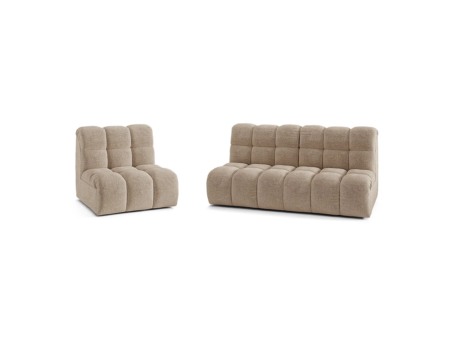 Canapé 3 places SEVEN en Tissu bouclette  Taupe