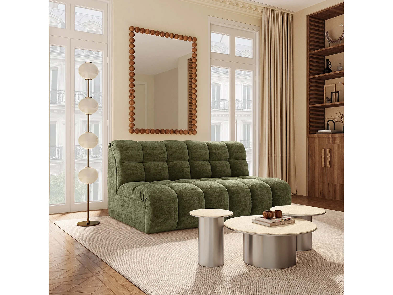 Canapé 2 places SEVEN en Velours gaufré Vert vintage