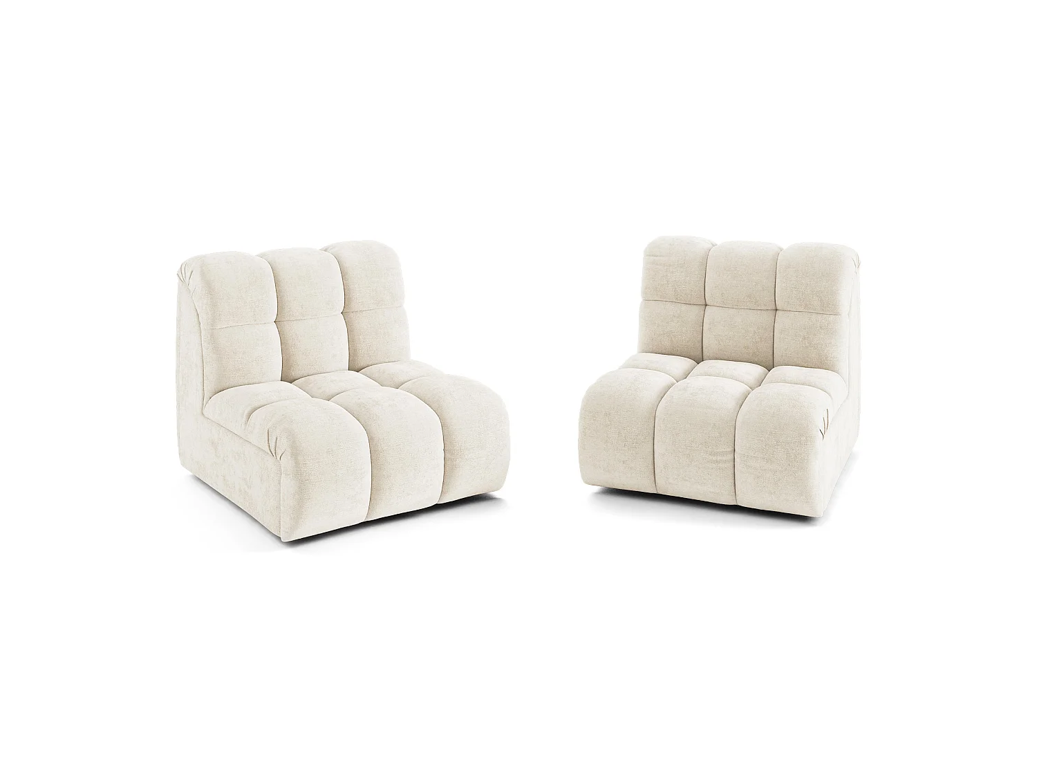 Canapé 2 places SEVEN en Velours gaufré Crème