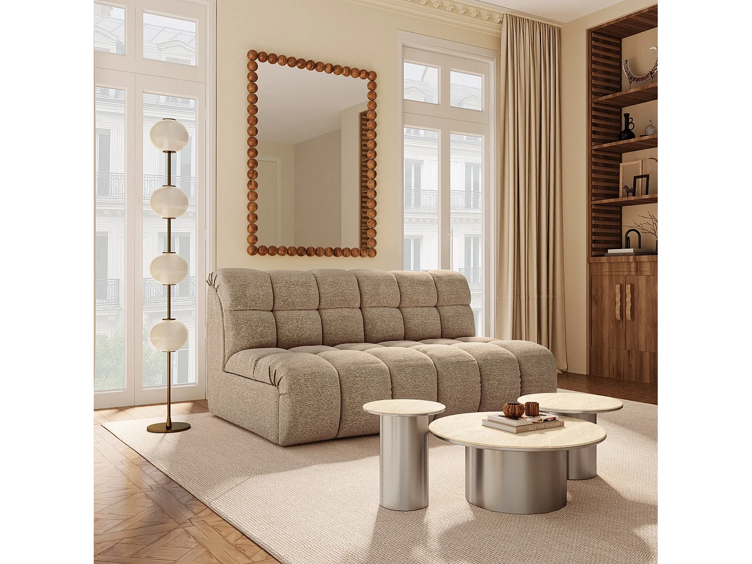 Canapé 2 places SEVEN en Tissu bouclette  Taupe