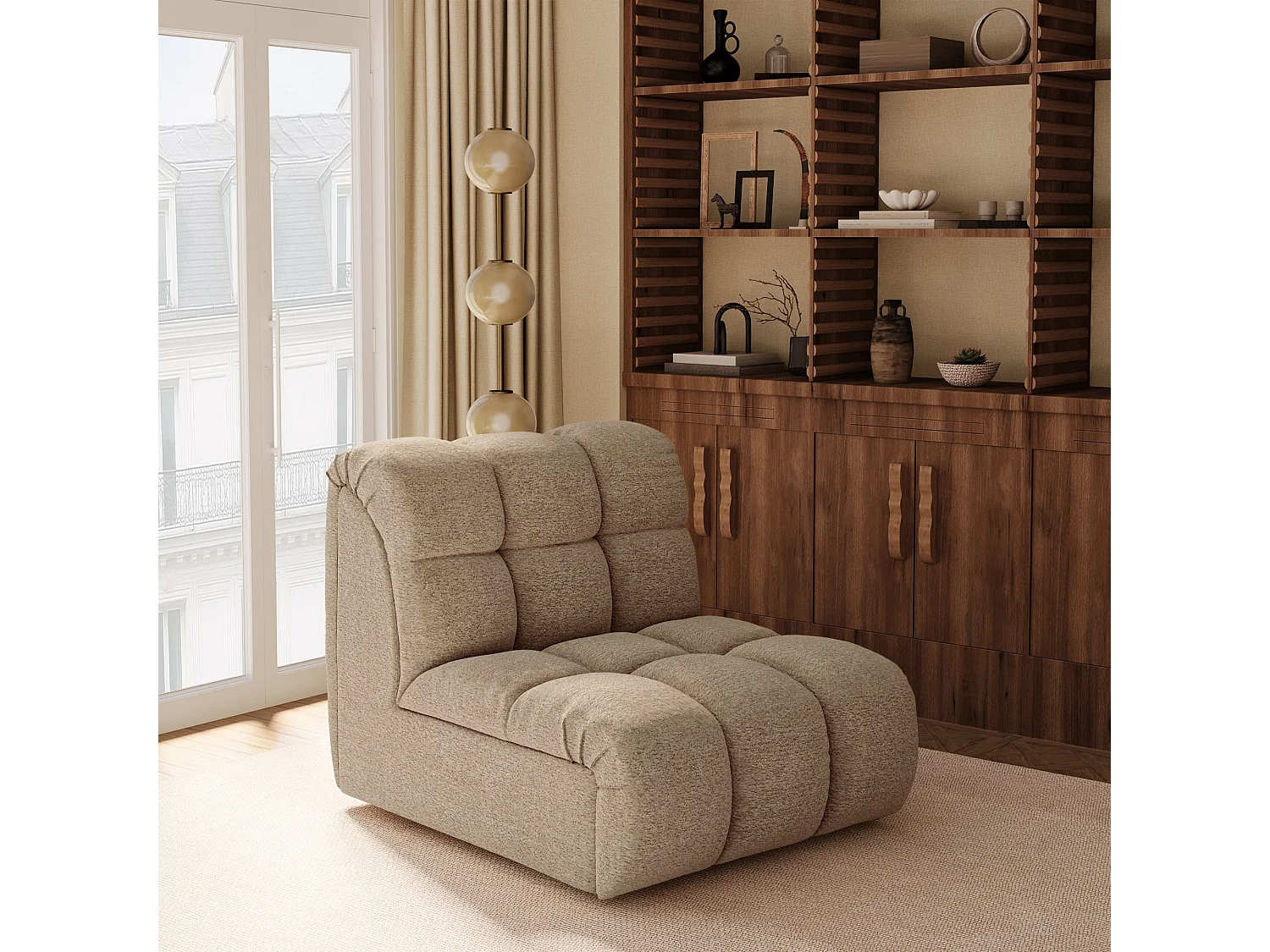 Canapé 2 places SEVEN en Tissu bouclette  Taupe