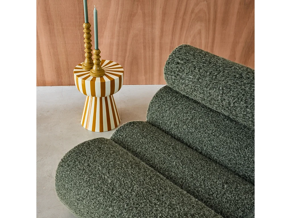 Lot de 2 chauffeuses tissu effet alpaca kaki 1 place - L 81 x P 99 x H 75cm - Nova