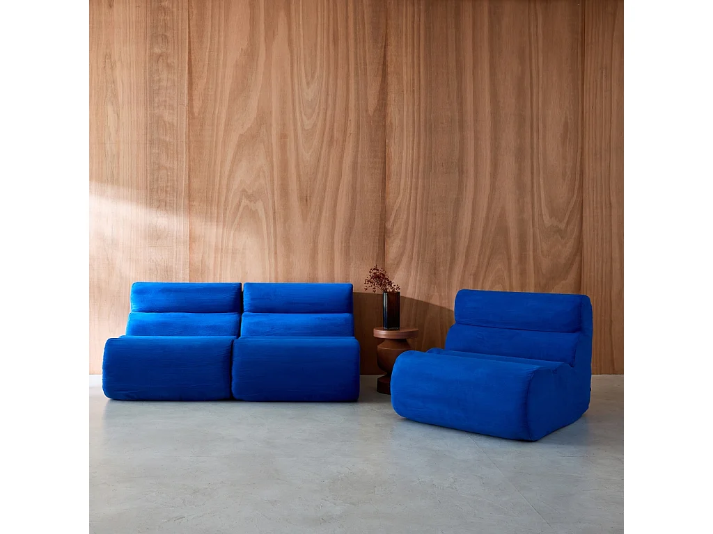 Lot de 3 chauffeuses tissu 1 place bleu électrique - L 81 x P 99 x H 75cm - Nova