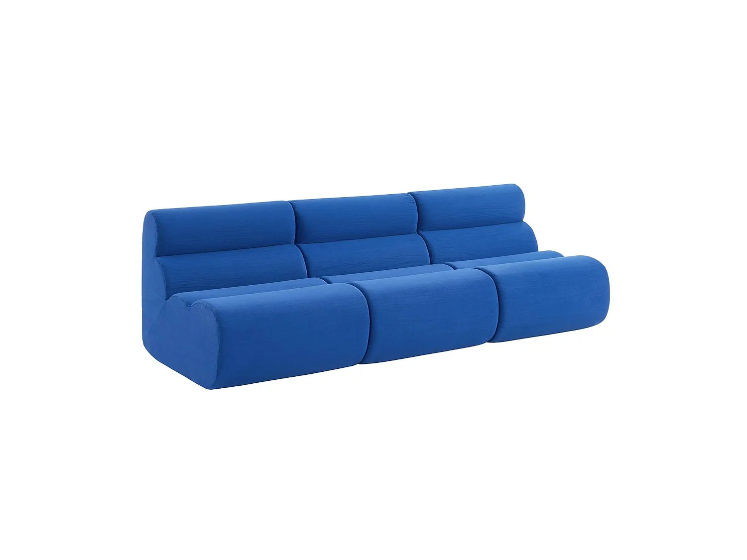 Lot de 3 chauffeuses compressées tissu 1 place bleu électrique - L 81 x P 99 x H 75cm - Nova