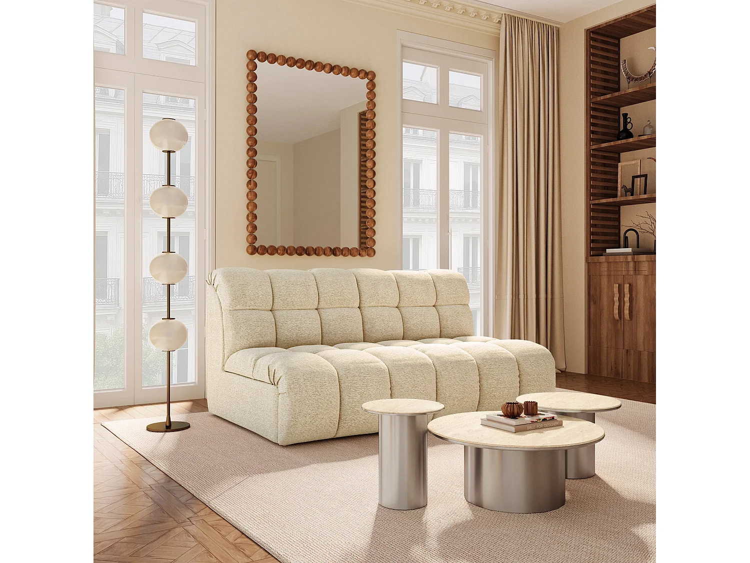 Canapé 2 places SEVEN en Tissu bouclette  Beige