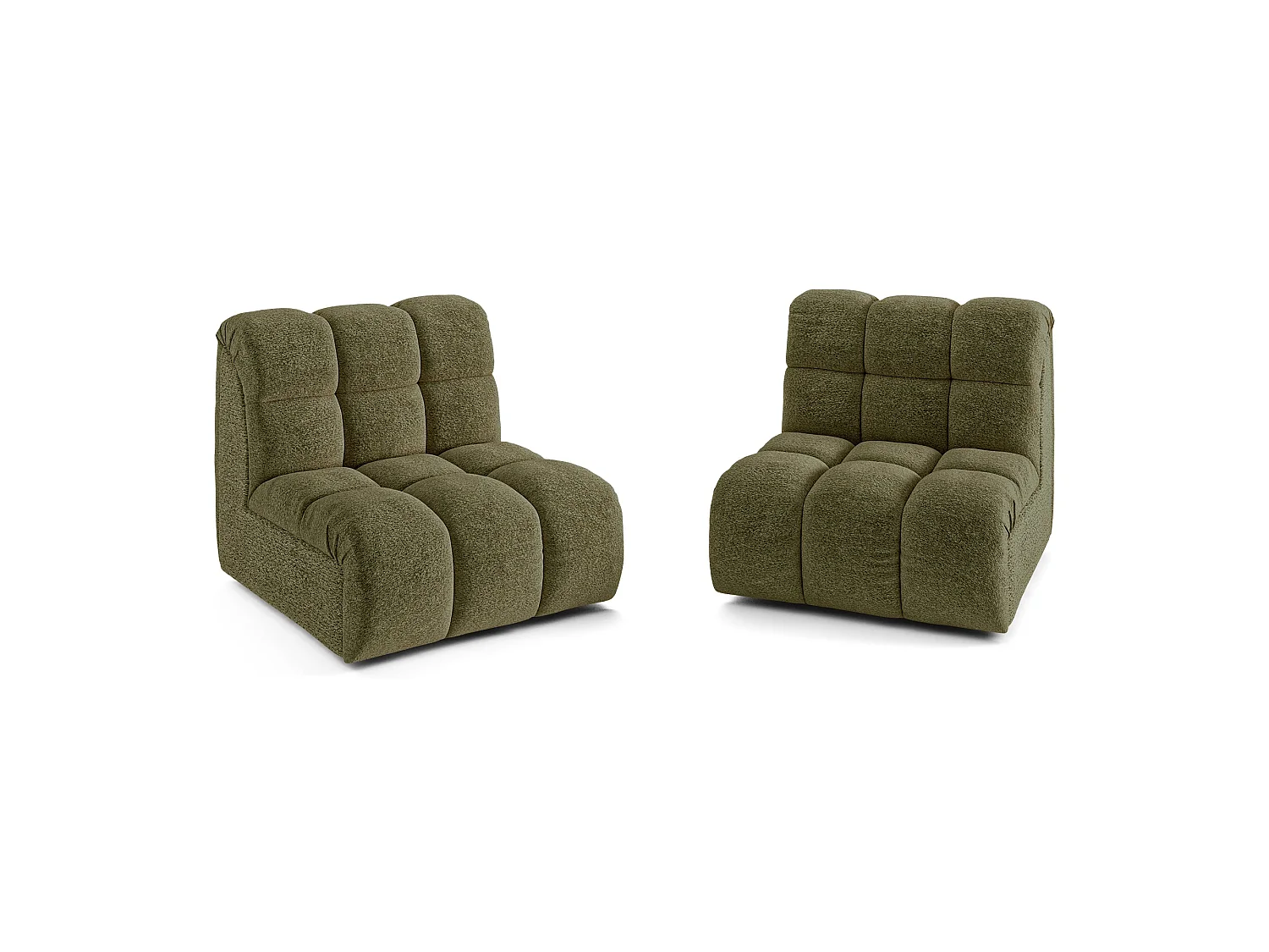 Canapé 2 places SEVEN en Tissu bouclette  Vert olive