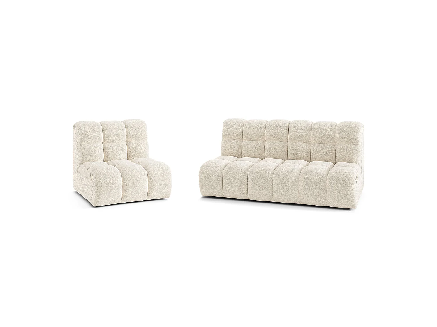 Canapé 3 places SEVEN en Tissu bouclette  Crème