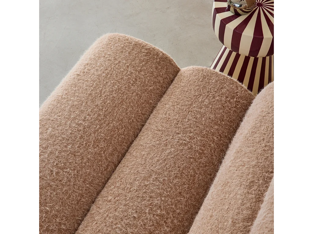 Lot de 2 chauffeuses tissu effet alpaca beige 1 place - L 81 x P 99 x H 75cm - Nova