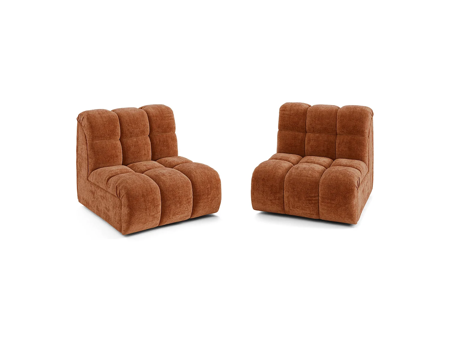 Canapé 2 places SEVEN en Velours gaufré Terracotta