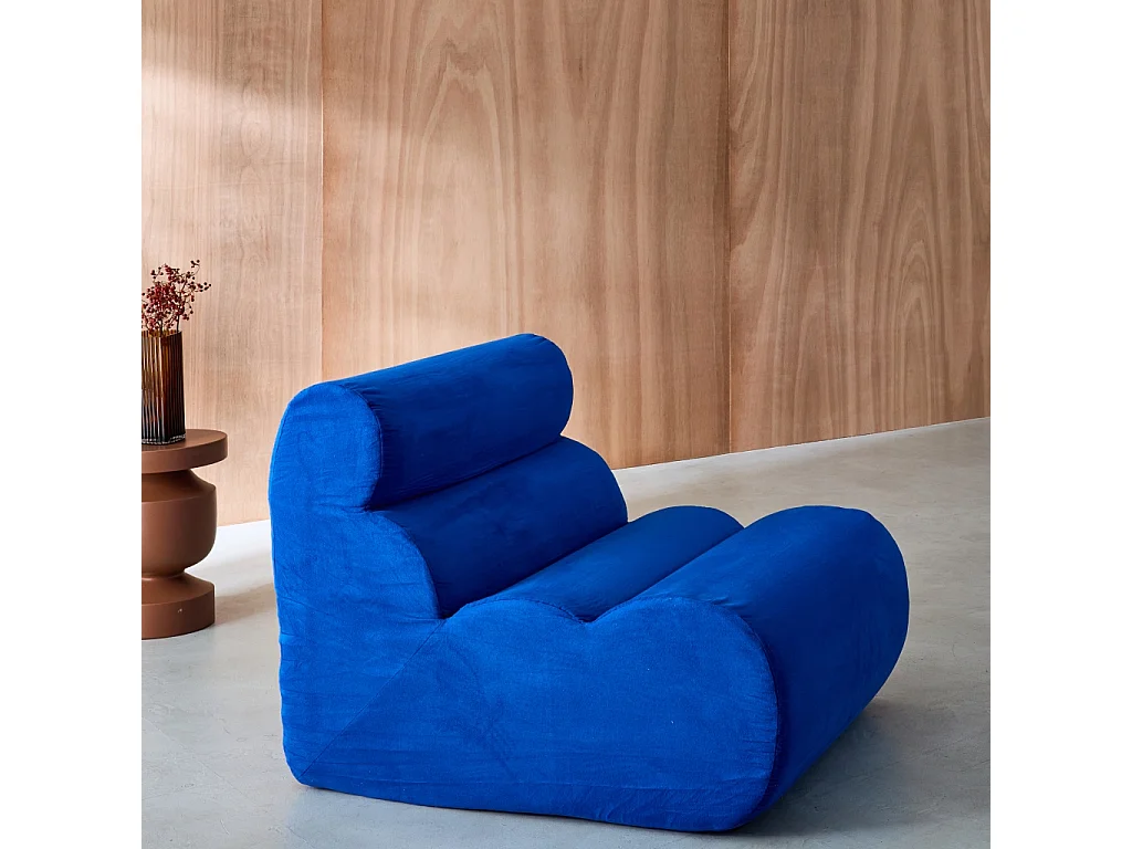 Chauffeuse tissu 1 place bleu électrique - L 81 x P 99 x H 75cm - Nova