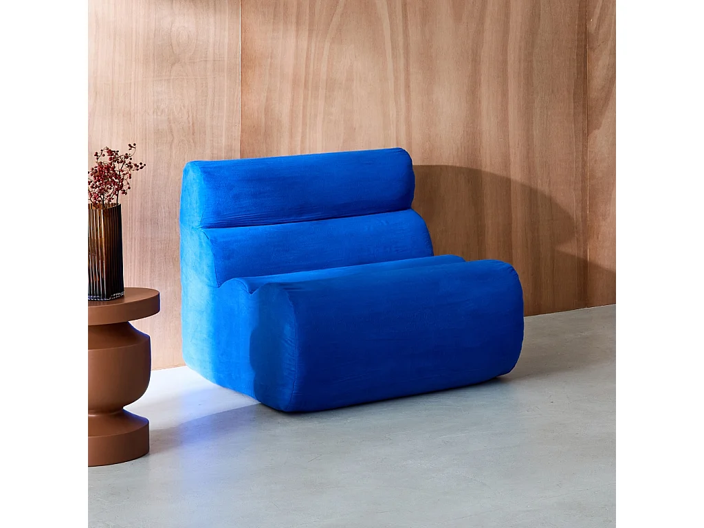 Chauffeuse tissu 1 place bleu électrique - L 81 x P 99 x H 75cm - Nova