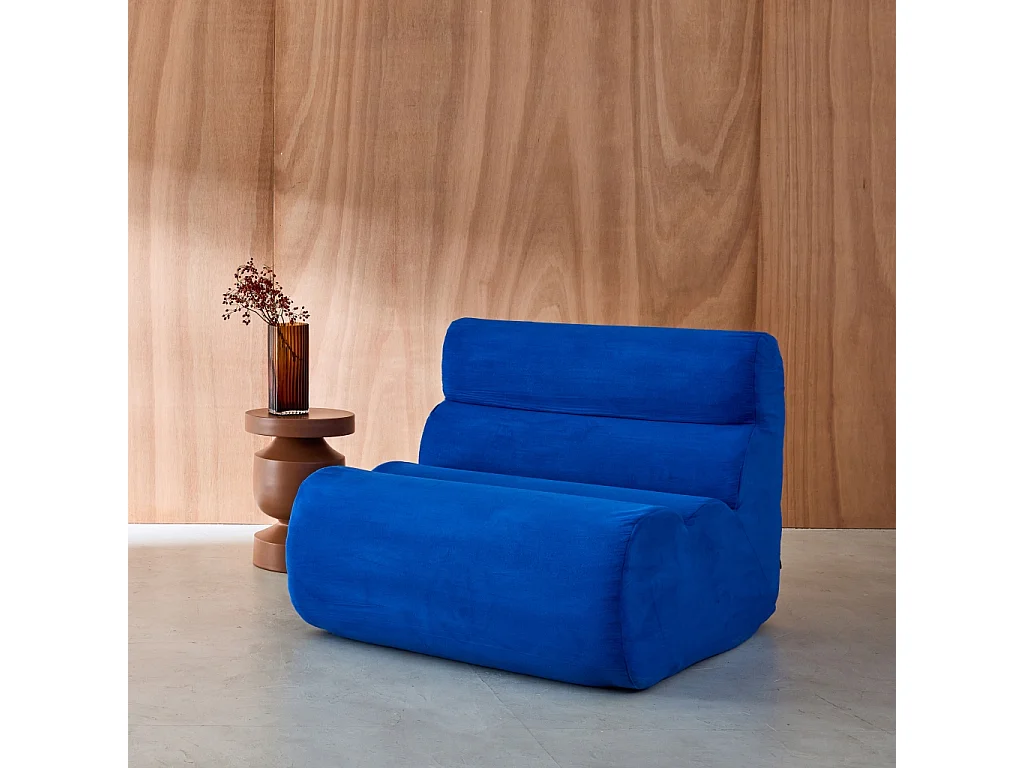 Chauffeuse tissu 1 place bleu électrique - L 81 x P 99 x H 75cm - Nova