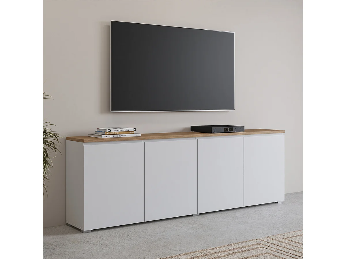 Liko White and Wood 4-door sideboard