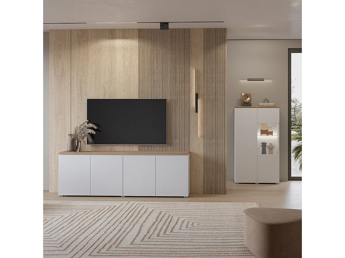 Liko White and Wood 4-door sideboard