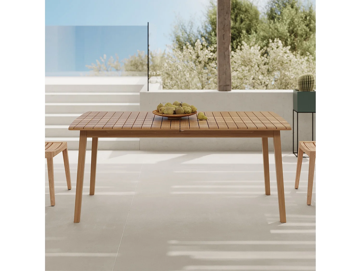 Table extensible en bois d'acacia huilé 6 à 10 personnes - Alona