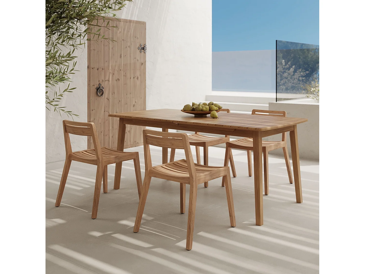 Table extensible en bois d'acacia huilé 6 à 10 personnes - Alona