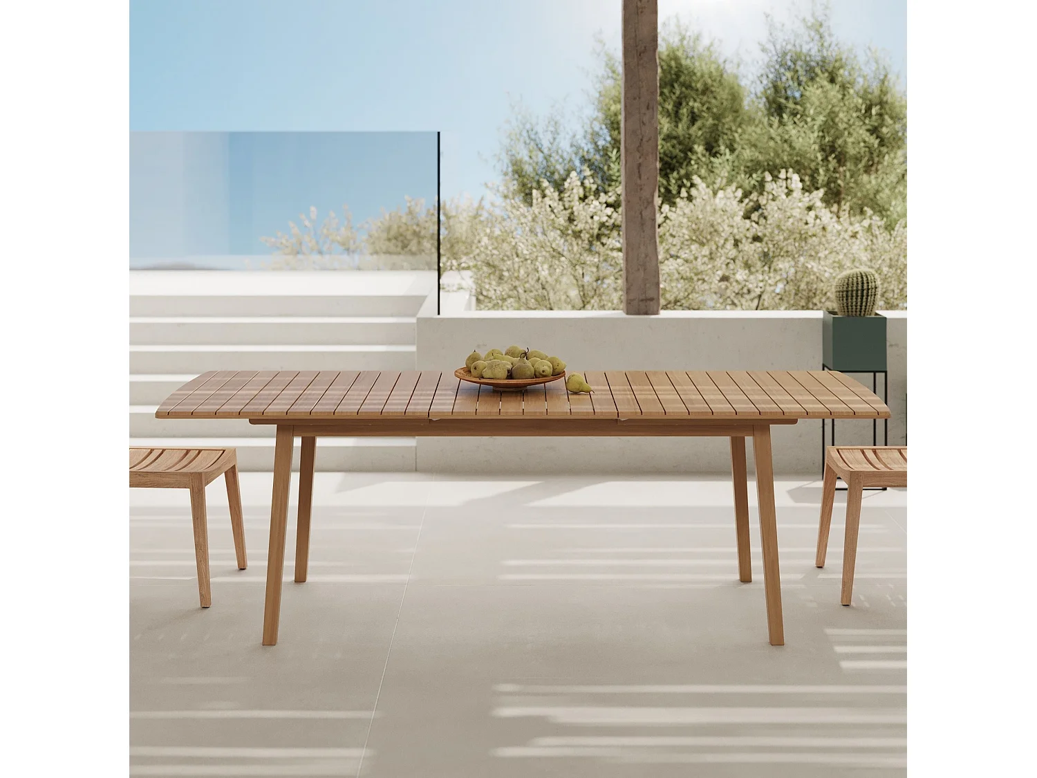 Table extensible en bois d'acacia huilé 6 à 10 personnes - Alona