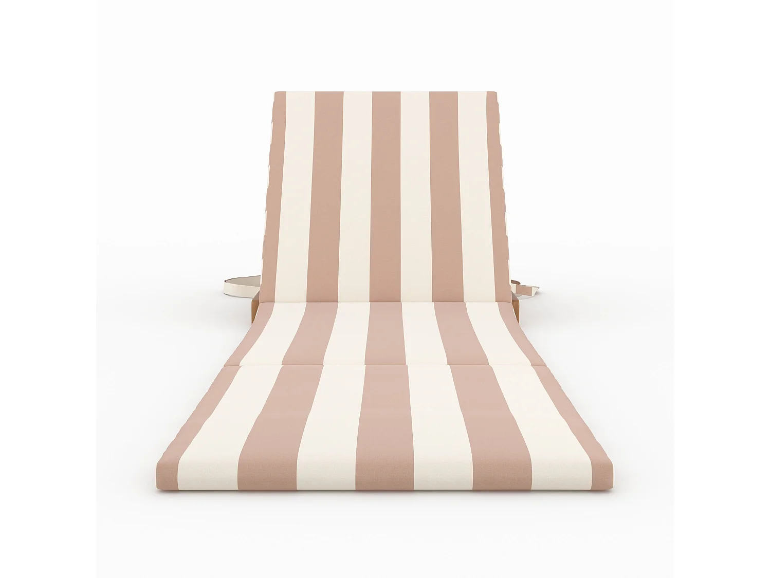 Chaise longue de plage pliable en tissu rayé écru et taupe - Balabac