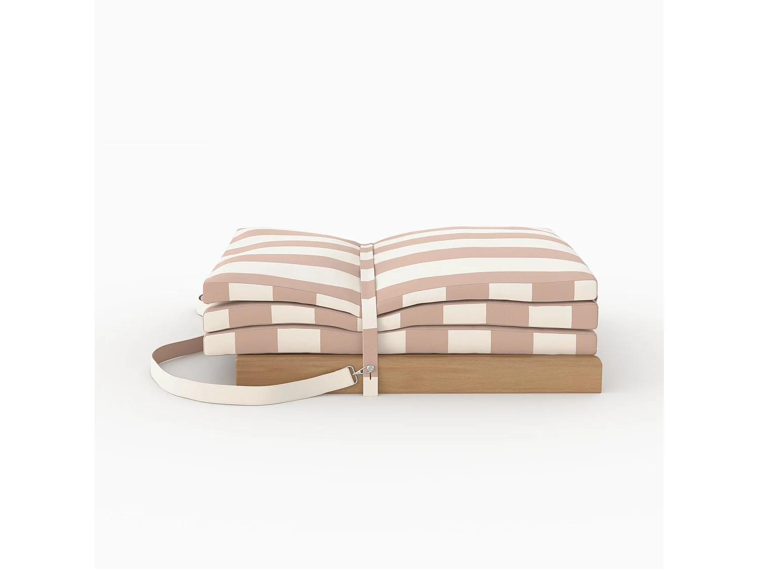 Chaise longue de plage pliable en tissu rayé écru et taupe - Balabac