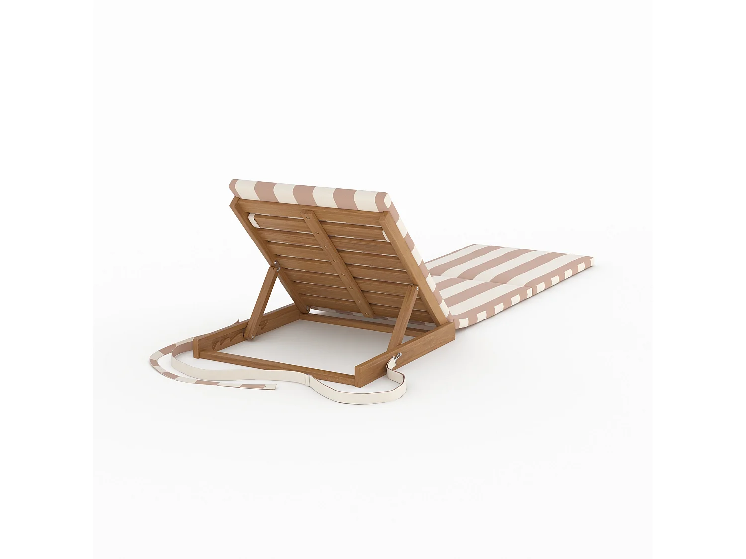 Chaise longue de plage pliable en tissu rayé écru et taupe - Balabac