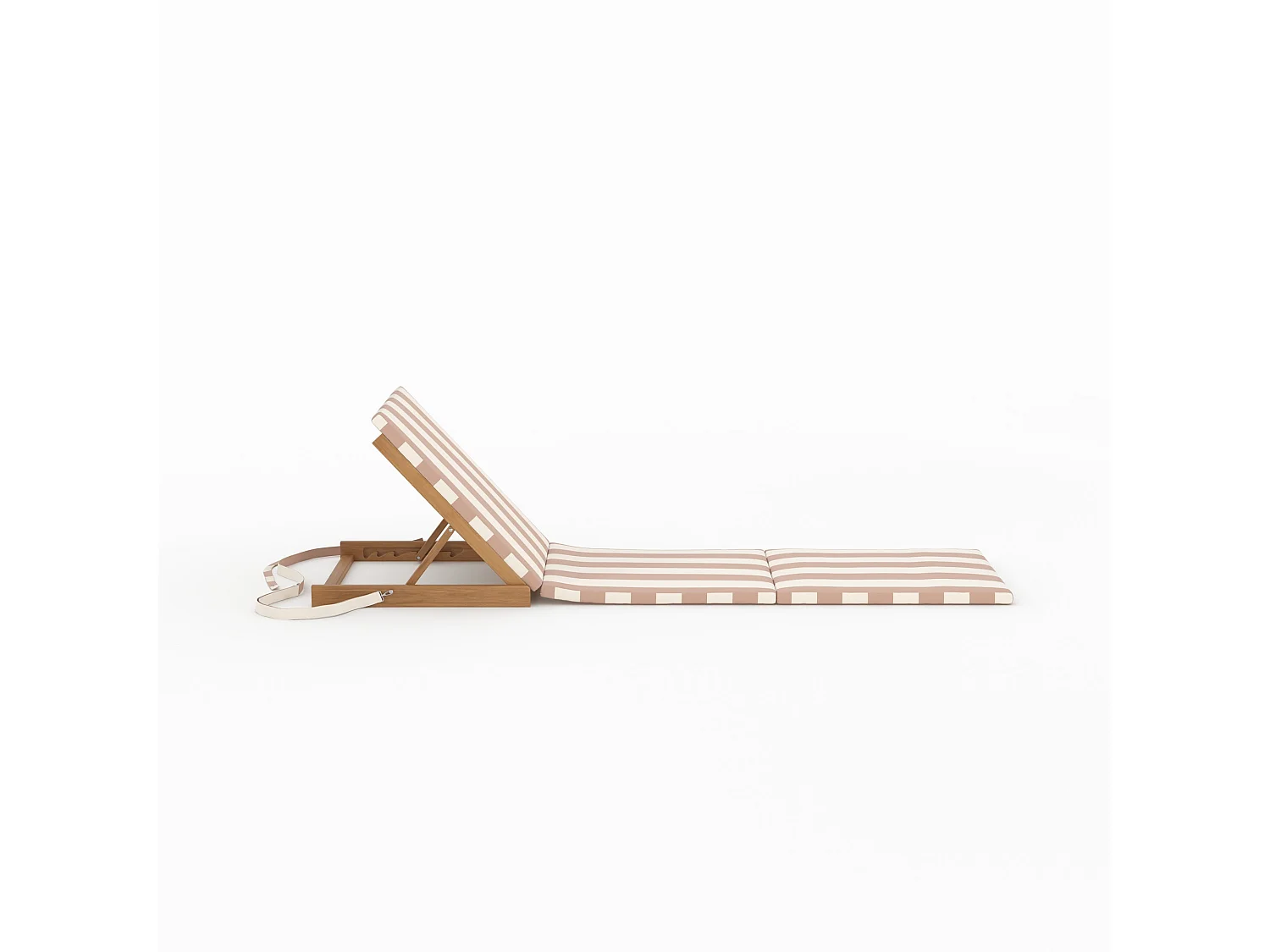 Chaise longue de plage pliable en tissu rayé écru et taupe - Balabac
