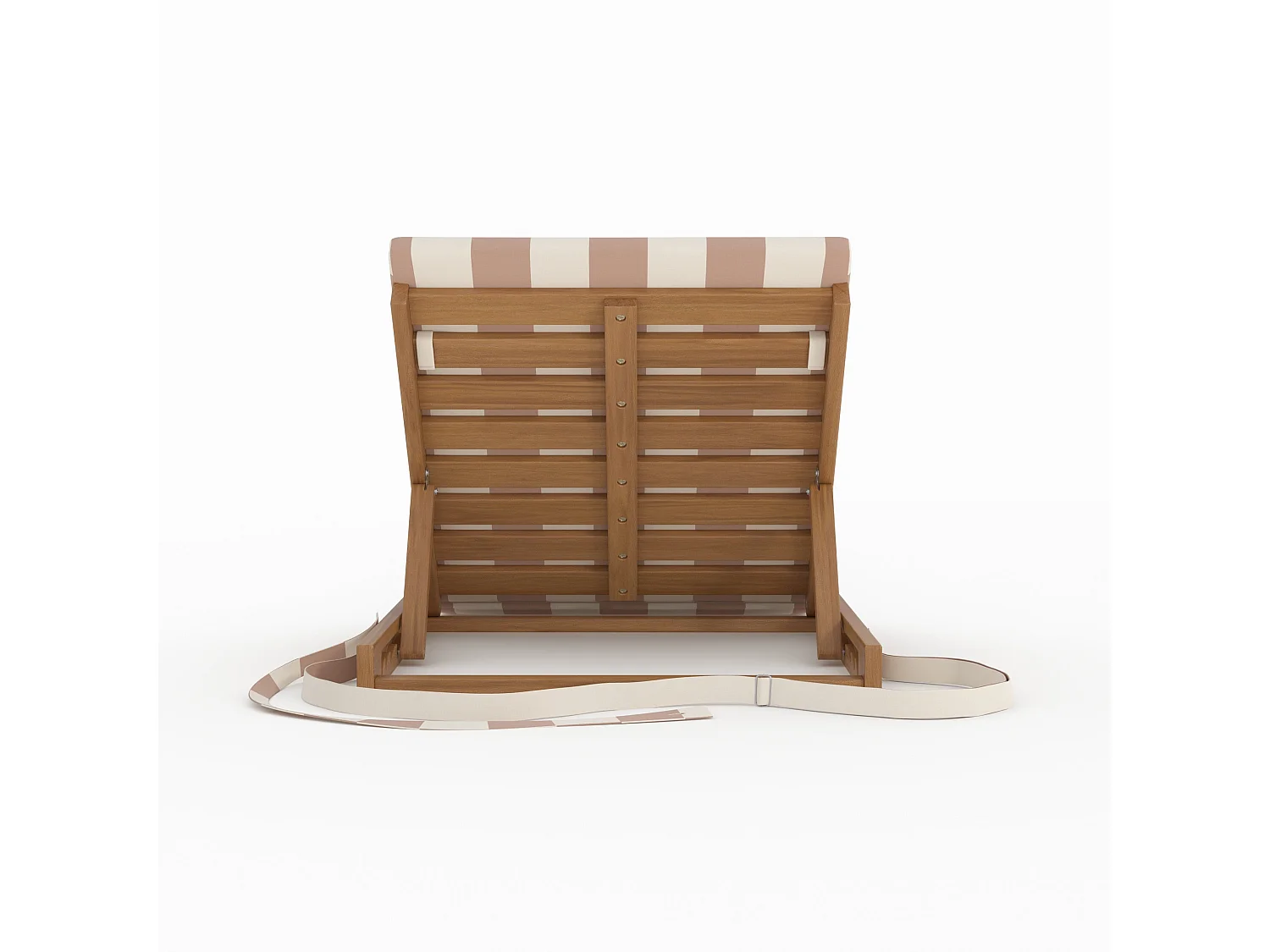 Chaise longue de plage pliable en tissu rayé écru et taupe - Balabac