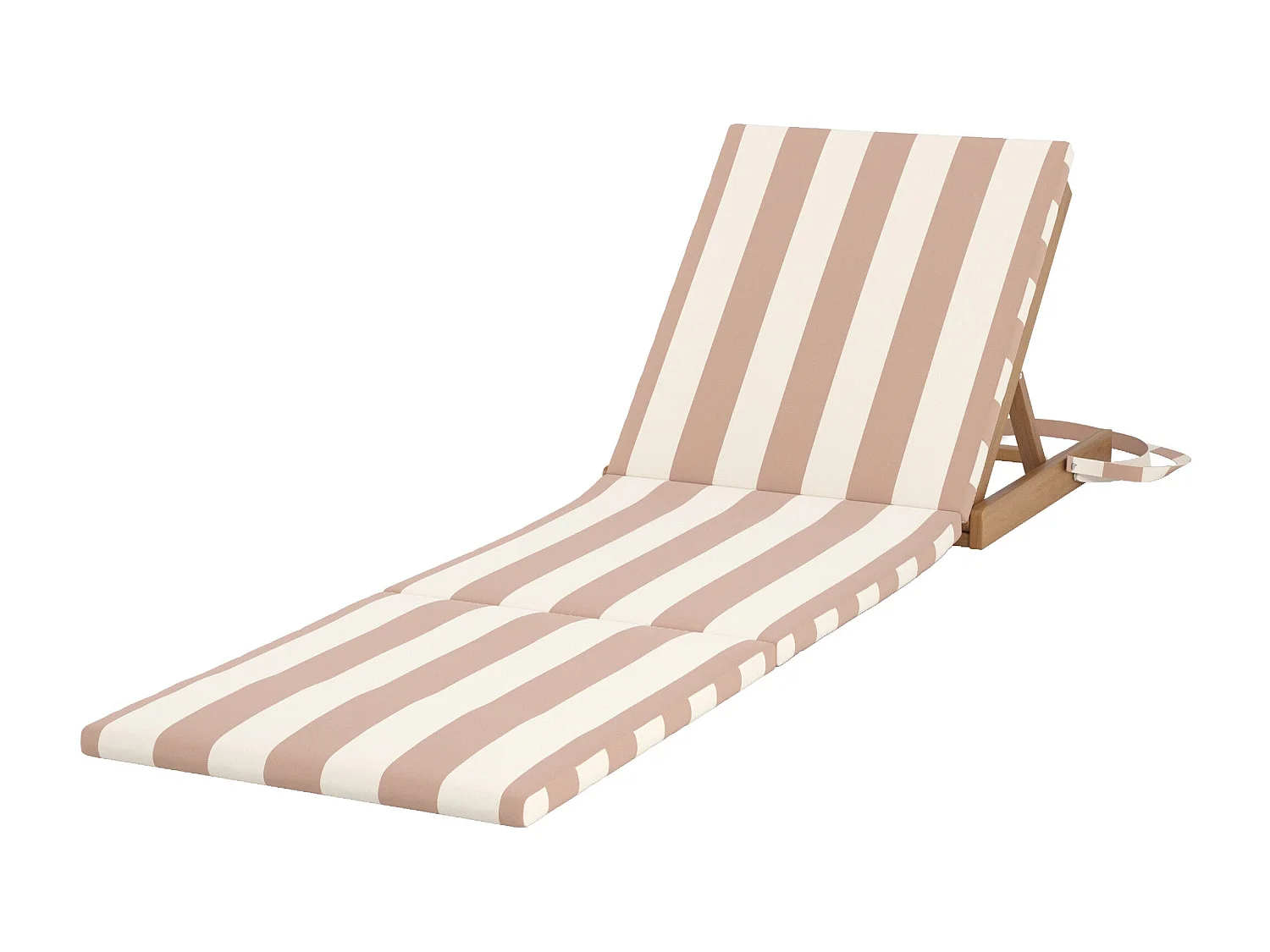 Chaise longue de plage pliable en tissu rayé écru et taupe - Balabac