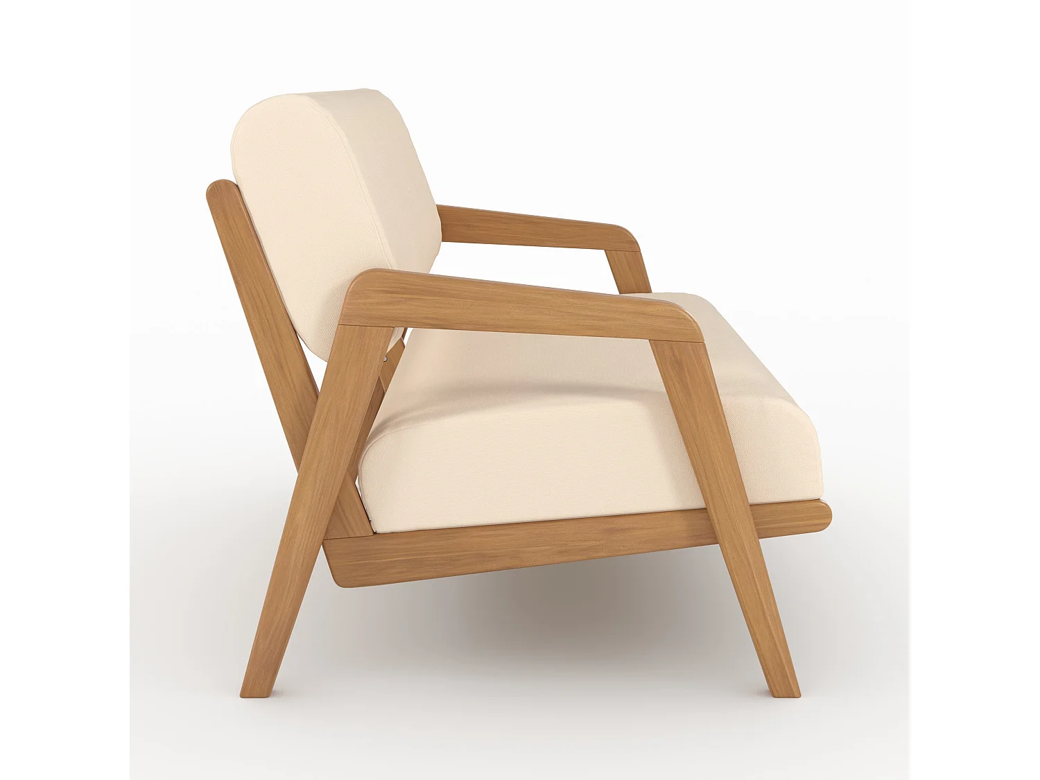 Divano da giardino in legno acacia, tessuto bouclé beige 2 posti - Siargao