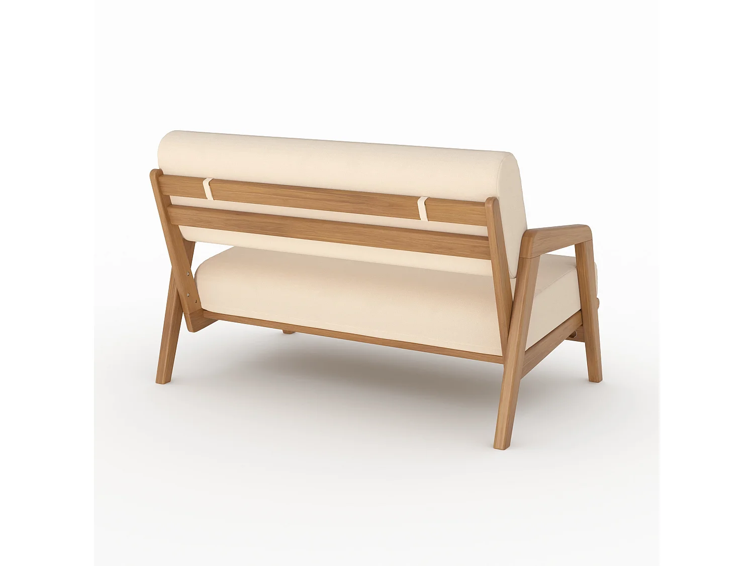 Divano da giardino in legno acacia, tessuto bouclé beige 2 posti - Siargao
