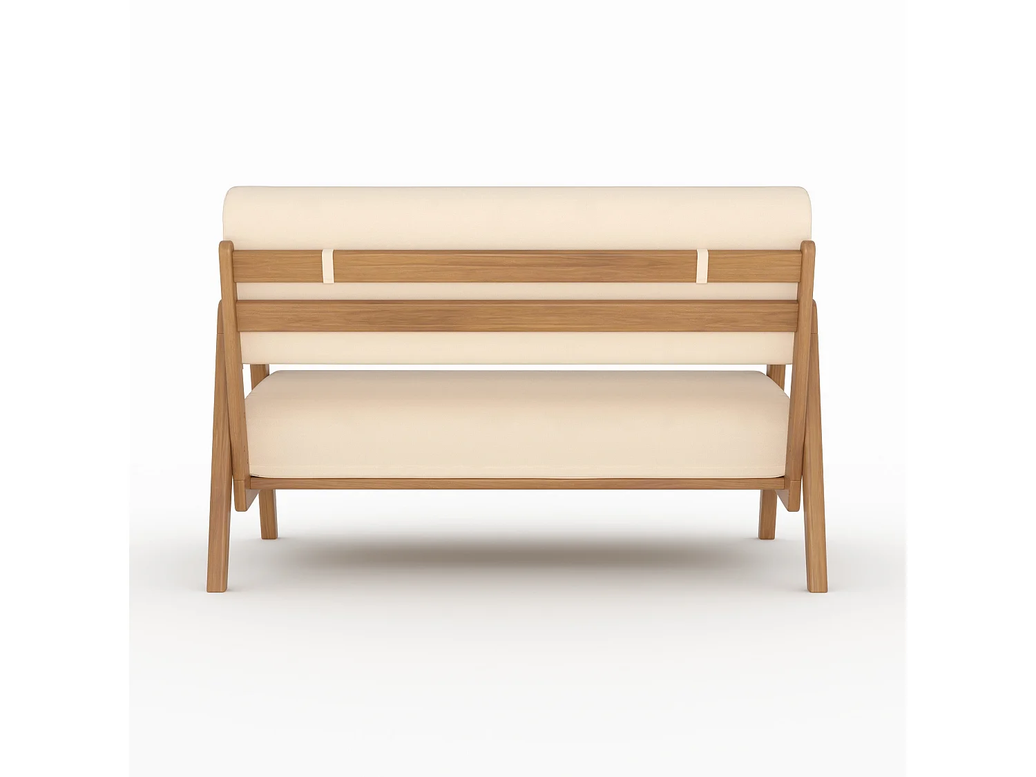 Divano da giardino in legno acacia, tessuto bouclé beige 2 posti - Siargao