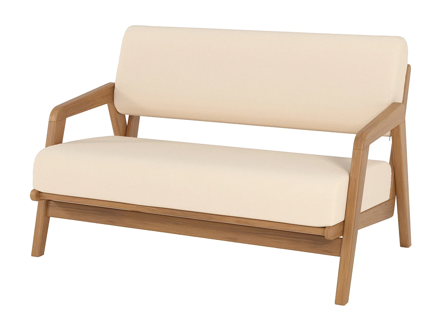 Divano da giardino in legno acacia, tessuto bouclé beige 2 posti - Siargao