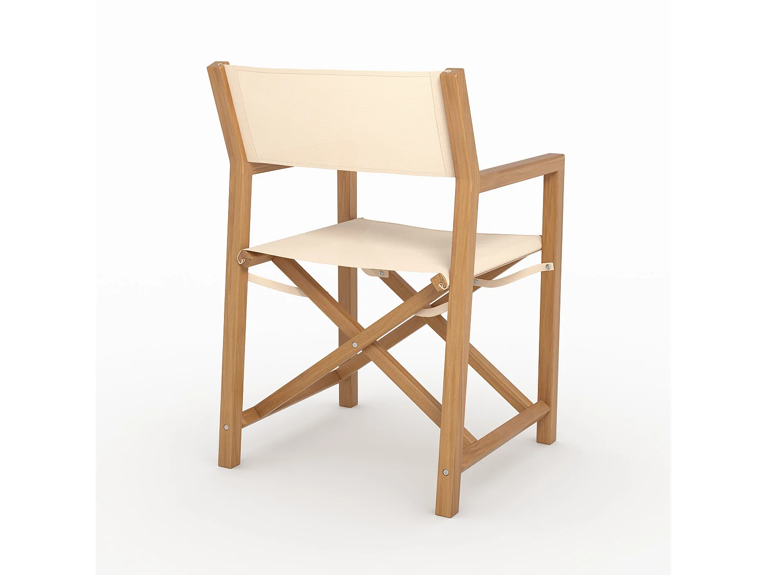 Sedia pieghevole in tessuto beige e legno d'acacia - Tubod