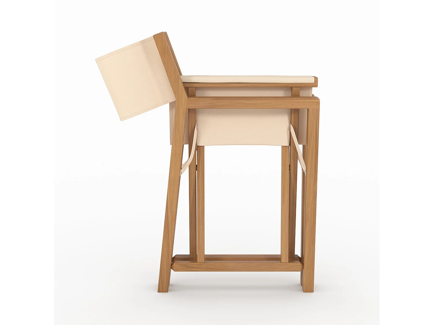 Sedia pieghevole in tessuto beige e legno d'acacia - Tubod