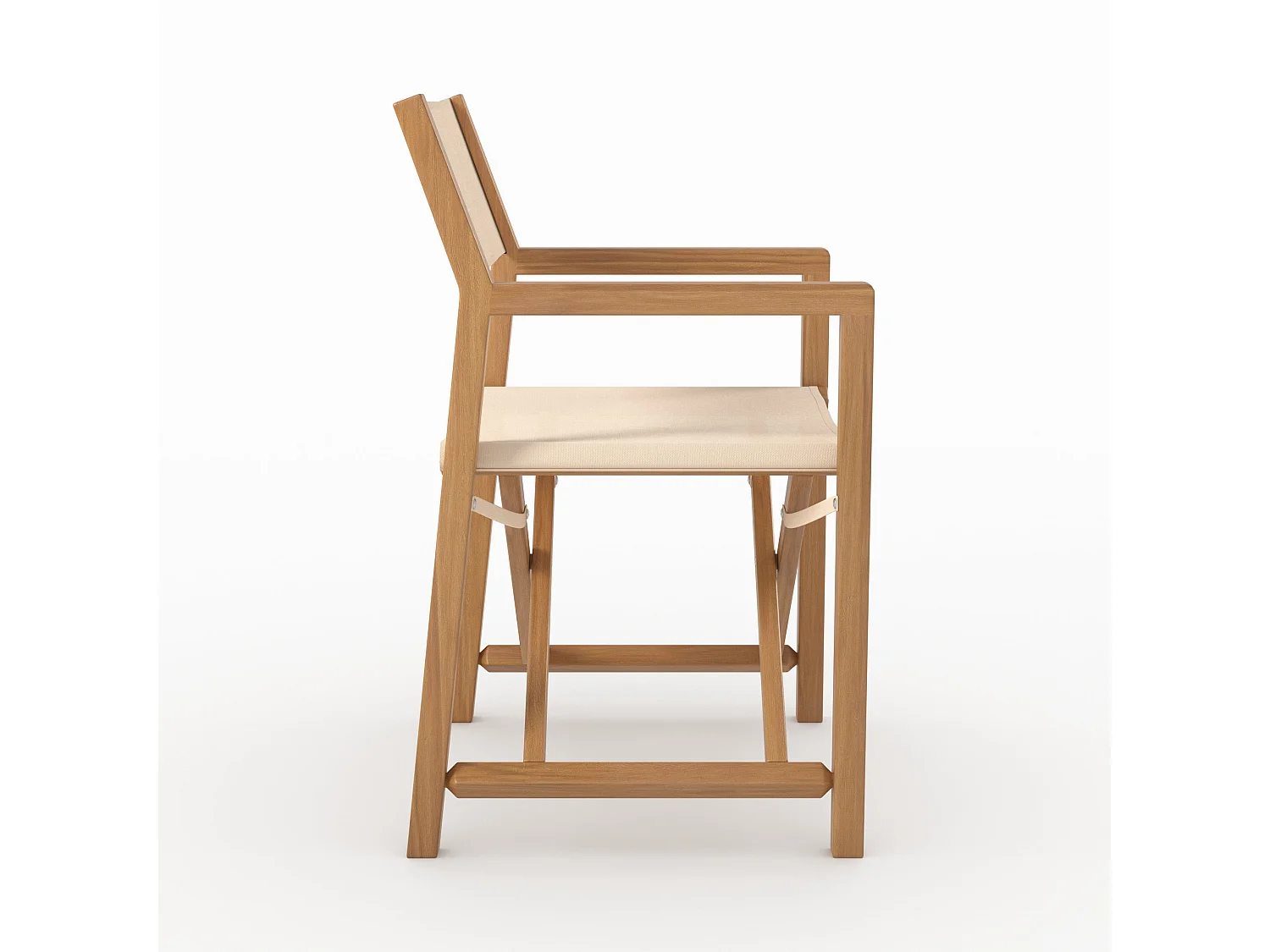 Sedia pieghevole in tessuto beige e legno d'acacia - Tubod