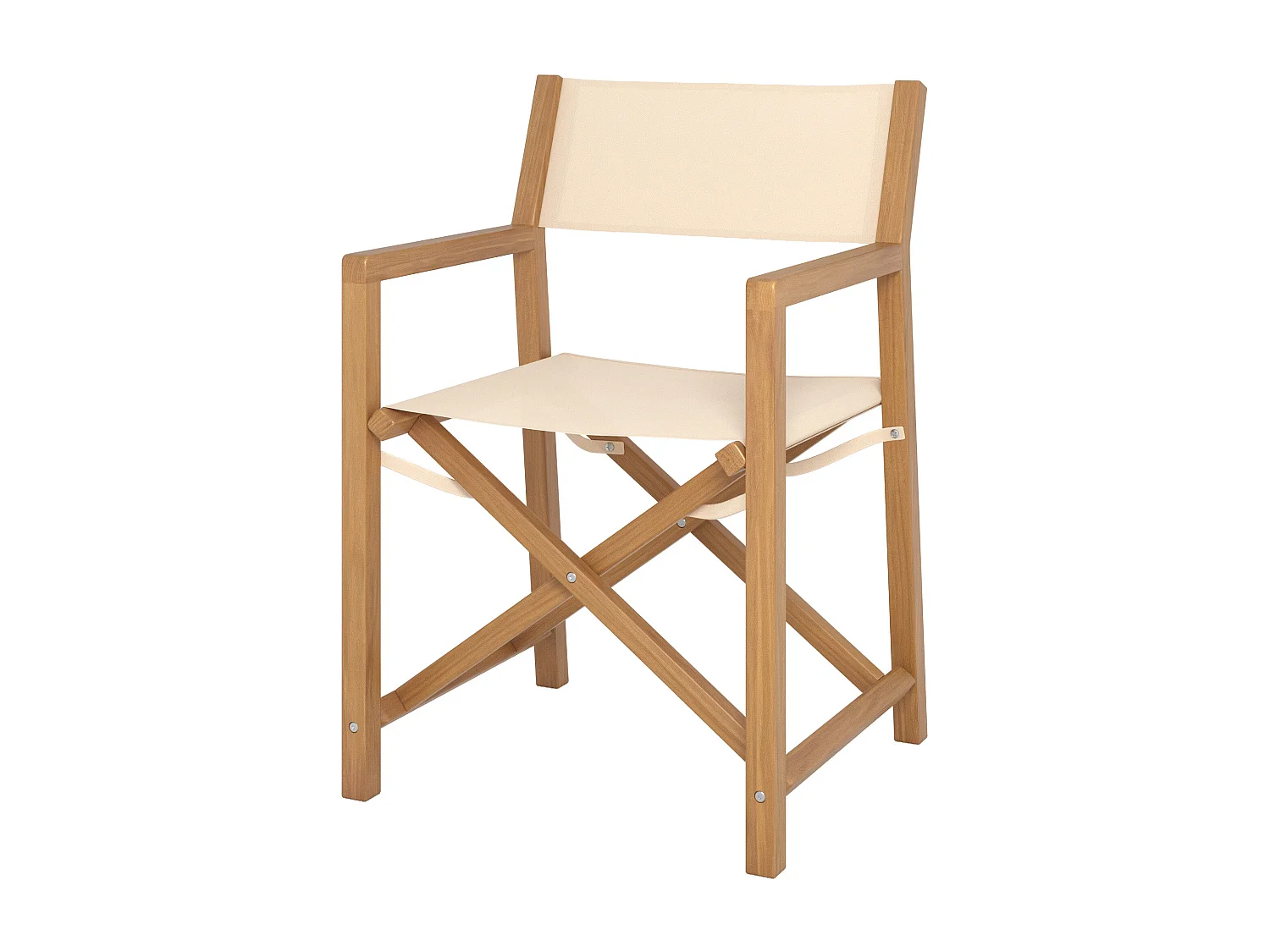 Sedia pieghevole in tessuto beige e legno d'acacia - Tubod