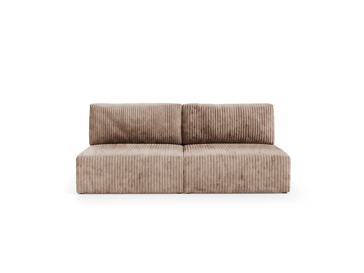 Canapé convertible 3 places avec coffre Angela Marron clair