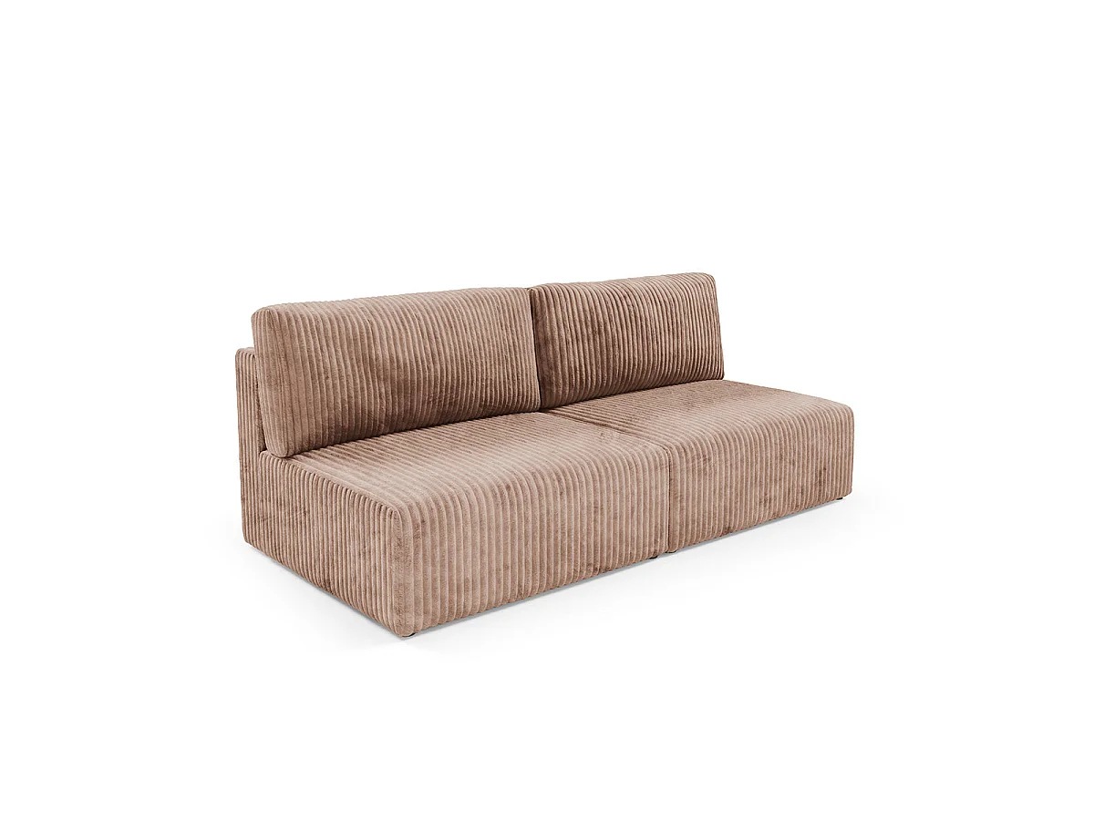 Canapé convertible 3 places avec coffre en tissu marron ANGELA