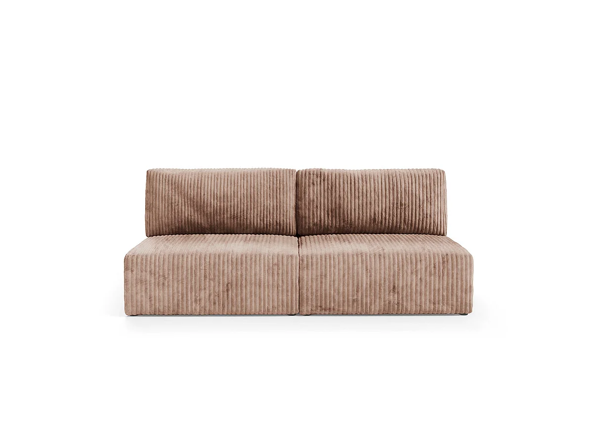 Canapé convertible 3 places avec coffre en tissu marron ANGELA